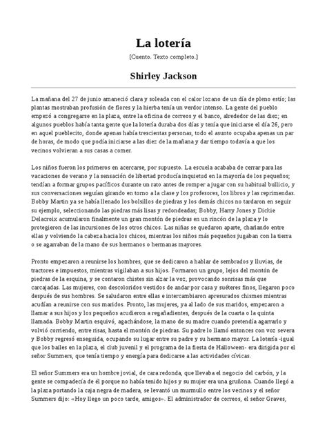 la loteria shirley jackson pdf|la lotería shirley jackson análisis.